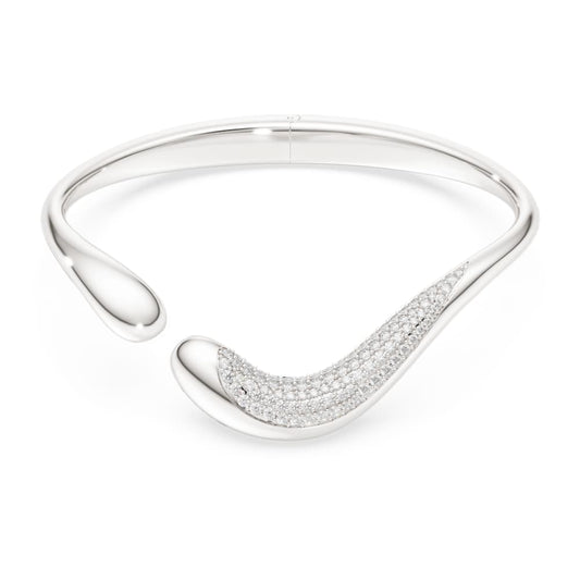 Classica bangle, Open, Round cut, White, Sterling silver image 1