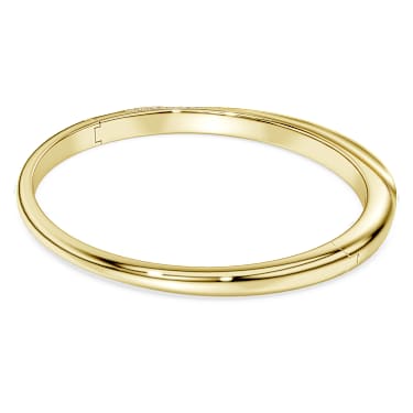 Classica bangle, Round cut, White, Sterling silver, 18K gold finish image 4