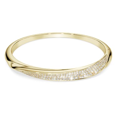 Classica bangle, Round cut, White, Sterling silver, 18K gold finish image 5