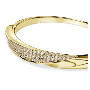 Classica bangle, Round cut, White, Sterling silver, 18K gold finish image 2