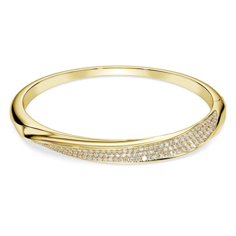 Classica bangle, Round cut, White, Sterling silver, 18K gold finish image 1