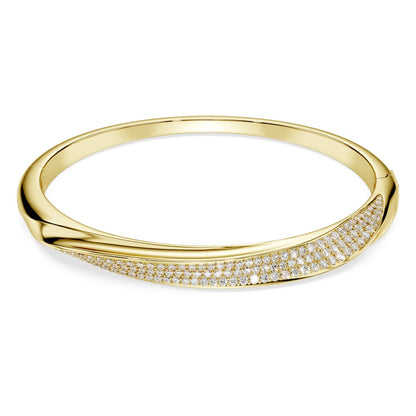 Classica bangle, Round cut, White, Sterling silver, 18K gold finish image 1