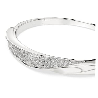 Classica bangle, Round cut, White, Sterling silver image 2