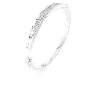 Classica bangle, Round cut, White, Sterling silver image 3