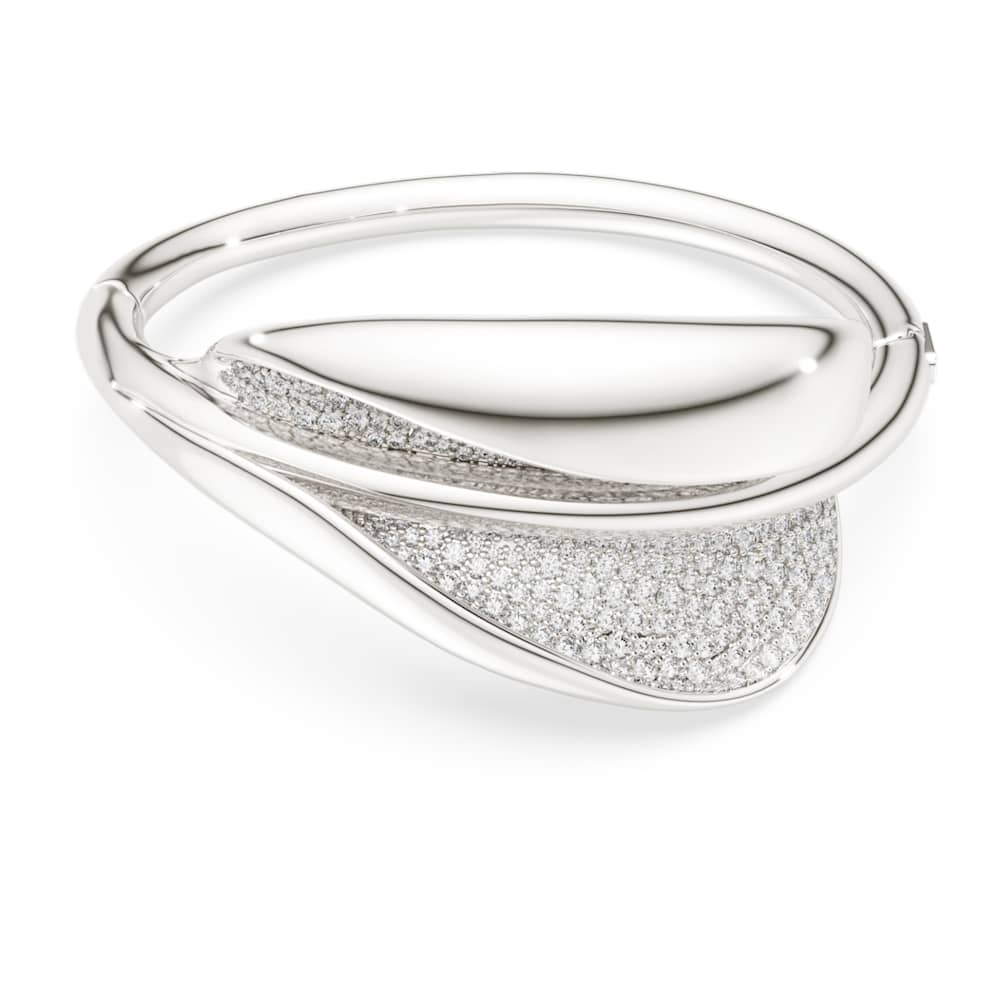 Classica bangle, Statement, Round cut, White, Sterling silver image 1