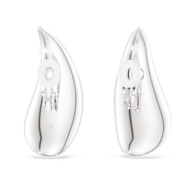 Classica clip earrings, Statement, Round cut, White, Sterling silver image 4