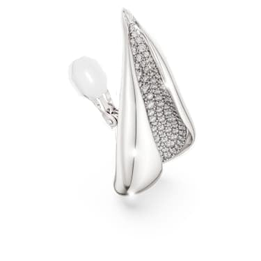 Classica clip earrings, Statement, Round cut, White, Sterling silver image 3