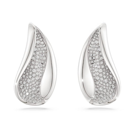 Classica clip earrings, Statement, Round cut, White, Sterling silver image 1