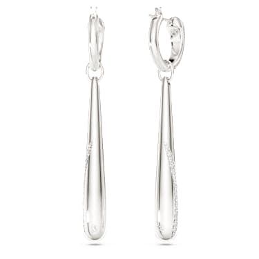 Classica drop and hoop earrings, Round cut, White, Sterling silver image 4