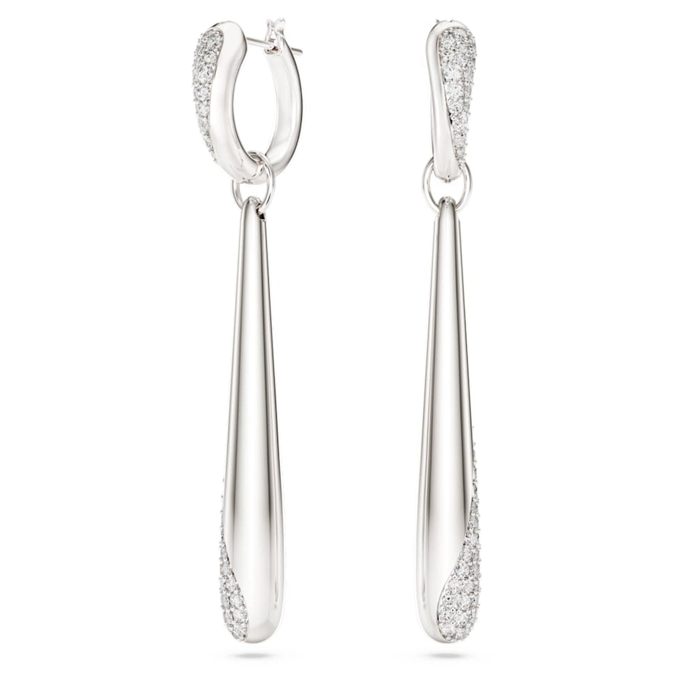Classica drop and hoop earrings, Round cut, White, Sterling silver image 1