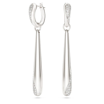 Classica drop and hoop earrings, Round cut, White, Sterling silver image 1