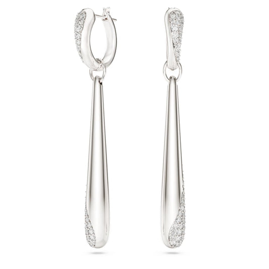 Classica drop and hoop earrings, Round cut, White, Sterling silver image 1