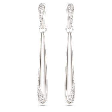 Classica drop and hoop earrings, Round cut, White, Sterling silver image 2