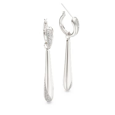 Classica drop and hoop earrings, Round cut, White, Sterling silver image 3