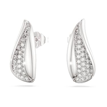 Classica drop earrings, Round cut, White, Sterling silver image 2