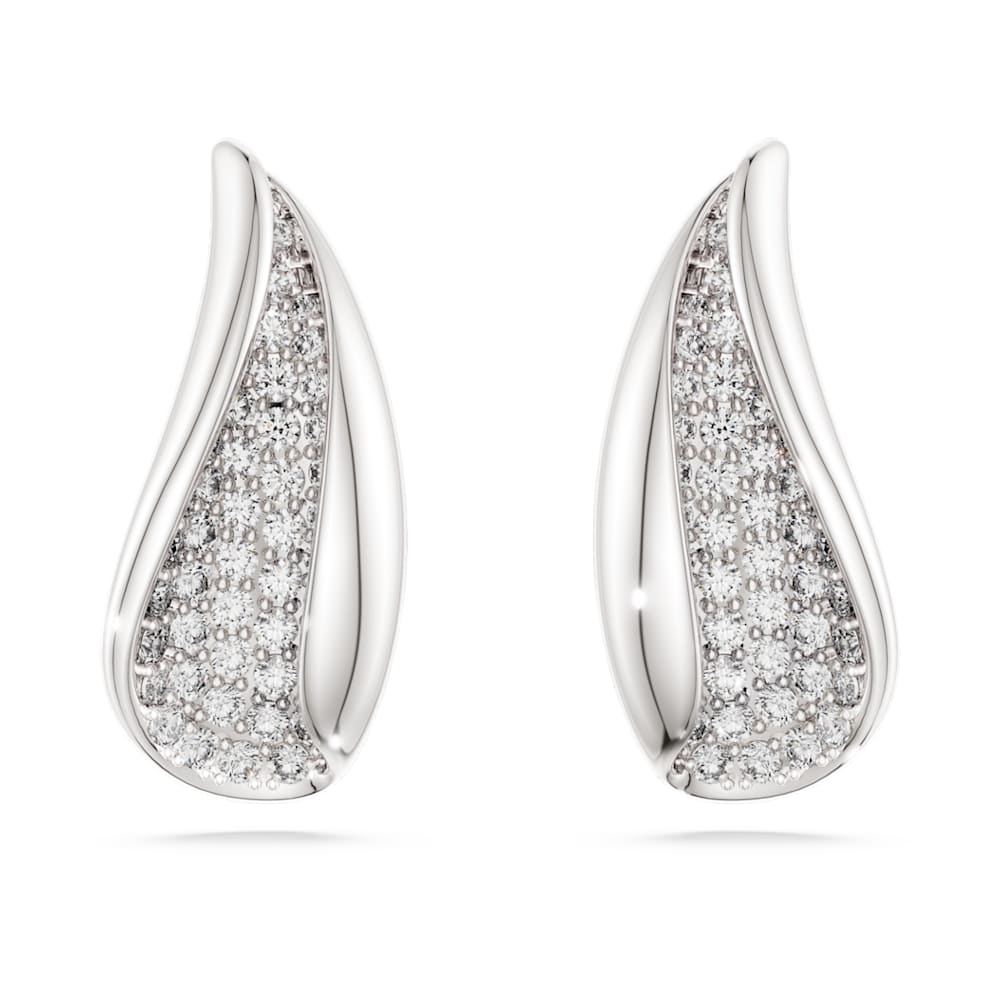 Classica drop earrings, Round cut, White, Sterling silver image 1