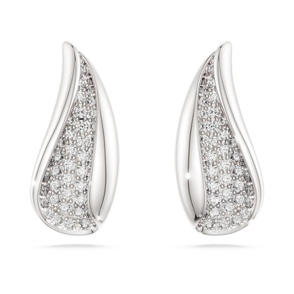 Classica drop earrings, Round cut, White, Sterling silver image 1