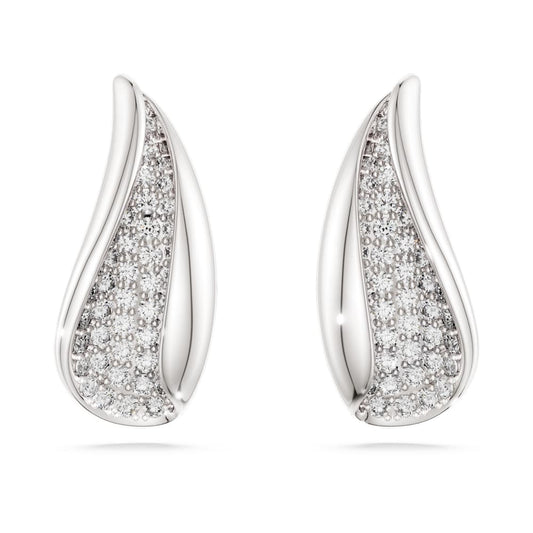 Classica drop earrings, Round cut, White, Sterling silver image 1