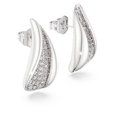 Classica drop earrings, Round cut, White, Sterling silver image 3