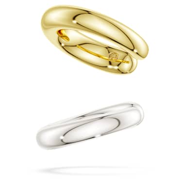 Classica ear cuffs, Round cut, White, Sterling silver, 18K gold finish image 4
