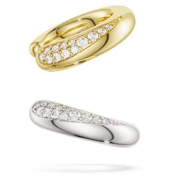 Classica ear cuffs, Round cut, White, Sterling silver, 18K gold finish image 5