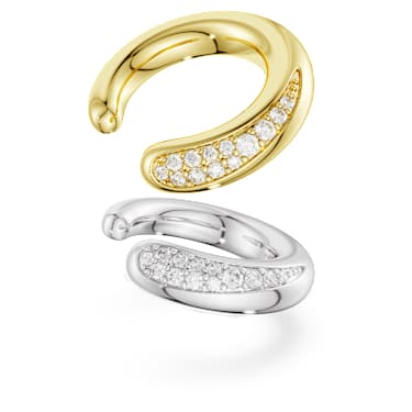 Classica ear cuffs, Round cut, White, Sterling silver, 18K gold finish image 2