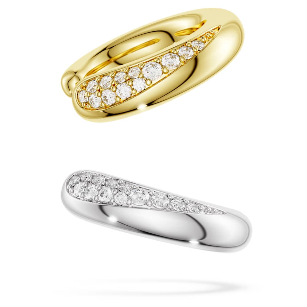 Classica ear cuffs, Round cut, White, Sterling silver, 18K gold finish image 1