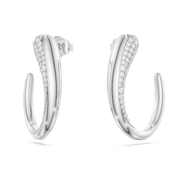 Classica hoop earrings, Round cut, White, Sterling silver image 5