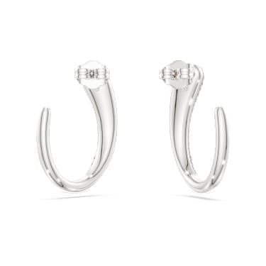 Classica hoop earrings, Round cut, White, Sterling silver image 4