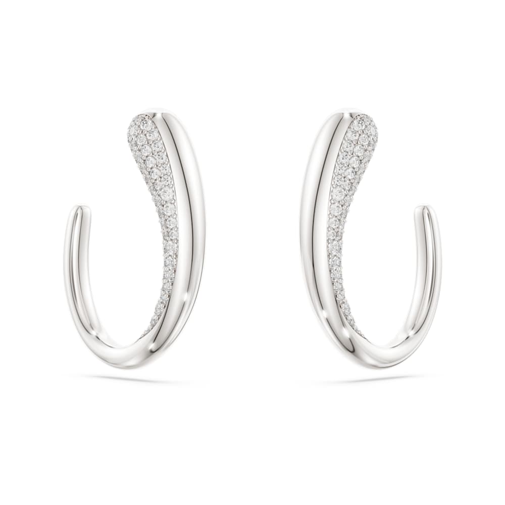 Classica hoop earrings, Round cut, White, Sterling silver image 1