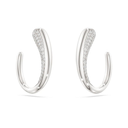 Classica hoop earrings, Round cut, White, Sterling silver image 1