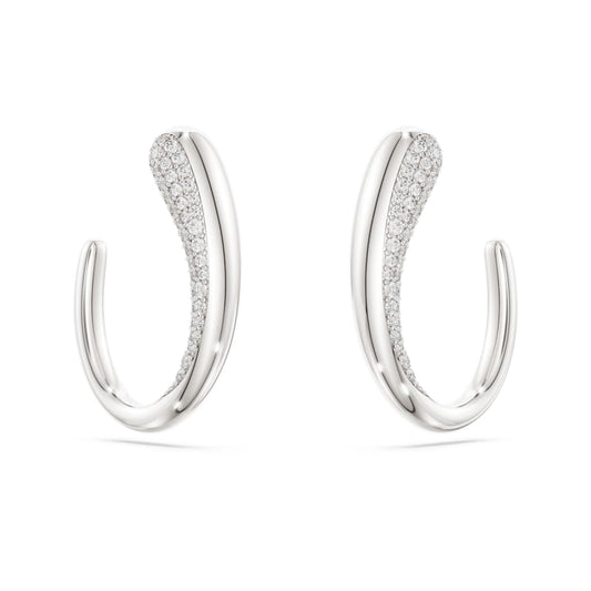 Classica hoop earrings, Round cut, White, Sterling silver image 1