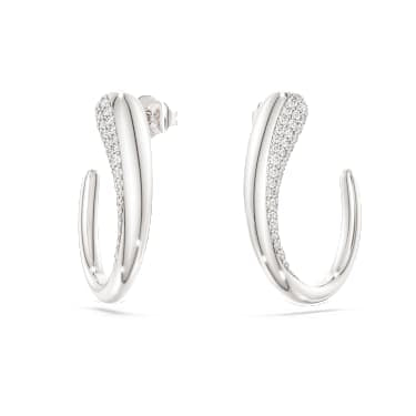 Classica hoop earrings, Round cut, White, Sterling silver image 2