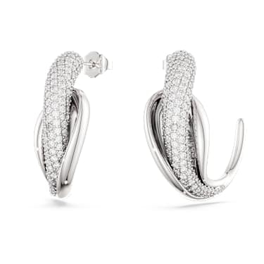 Classica hoop earrings, Statement, Round cut, White, Sterling silver image 2