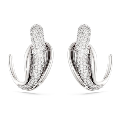 Classica hoop earrings, Statement, Round cut, White, Sterling silver image 1