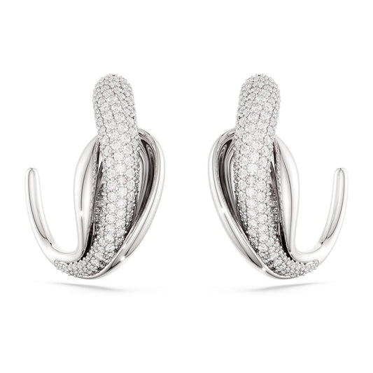 Classica hoop earrings, Statement, Round cut, White, Sterling silver image 1