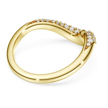 Classica open ring, Round cut, White, Sterling silver, 18K gold finish image 4
