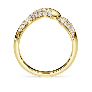 Classica open ring, Round cut, White, Sterling silver, 18K gold finish image 3