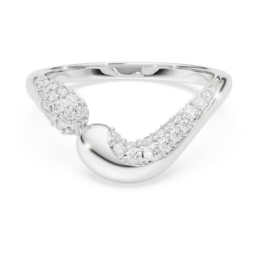 Classica open ring, Round cut, White, Sterling silver image 5
