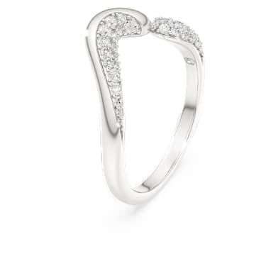 Classica open ring, Round cut, White, Sterling silver image 2