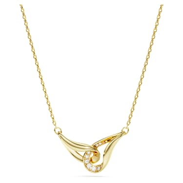 Classica pendant, Round cut, Interlocking, White, Sterling silver, 18K gold finish image 6