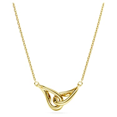 Classica pendant, Round cut, Interlocking, White, Sterling silver, 18K gold finish image 5