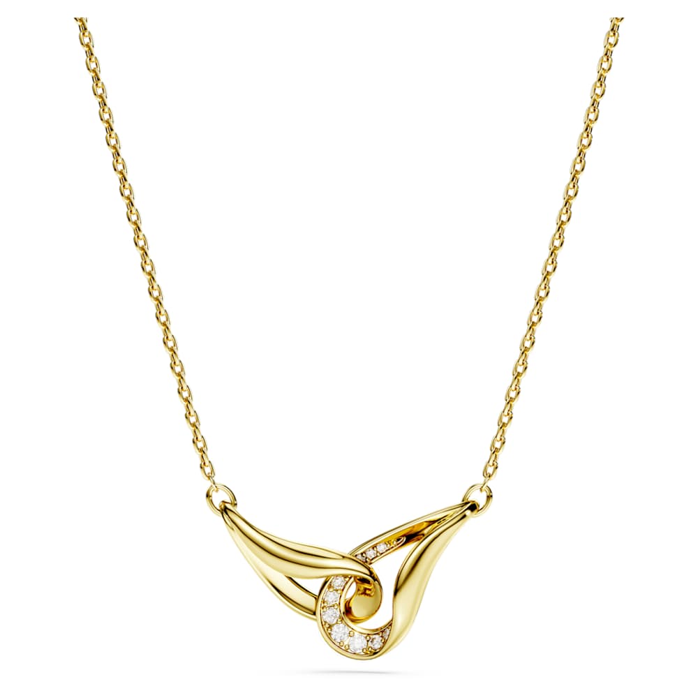 Classica pendant, Round cut, Interlocking, White, Sterling silver, 18K gold finish image 1
