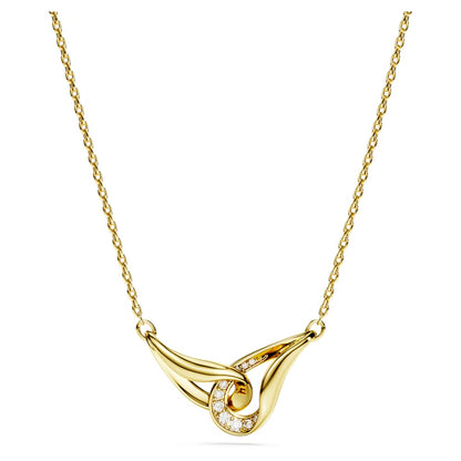 Classica pendant, Round cut, Interlocking, White, Sterling silver, 18K gold finish image 1