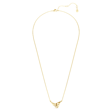 Classica pendant, Round cut, Interlocking, White, Sterling silver, 18K gold finish image 2