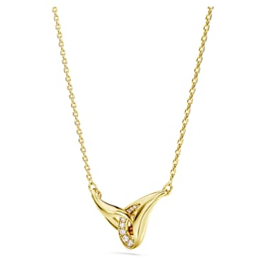 Classica pendant, Round cut, Interlocking, White, Sterling silver, 18K gold finish image 3