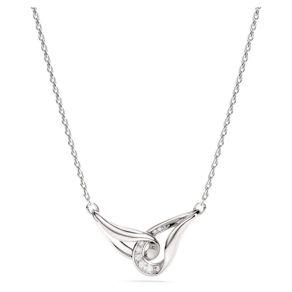 Classica pendant, Round cut, Interlocking, White, Sterling silver image 1