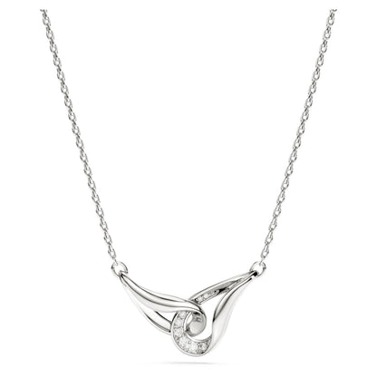 Classica pendant, Round cut, Interlocking, White, Sterling silver image 1