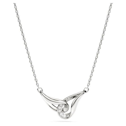 Classica pendant, Round cut, Interlocking, White, Sterling silver image 1