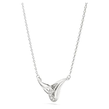 Classica pendant, Round cut, Interlocking, White, Sterling silver image 3